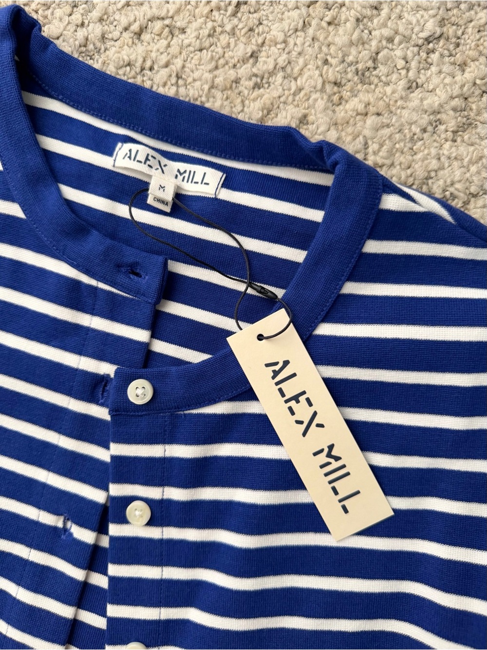 Alex Mill Blue and White Striped Button Cardigan - Picture 3 of 4